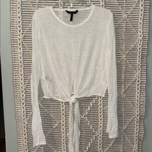 BCBGMaxAzria Light Ivory Knit cropped style, with long tie in front.